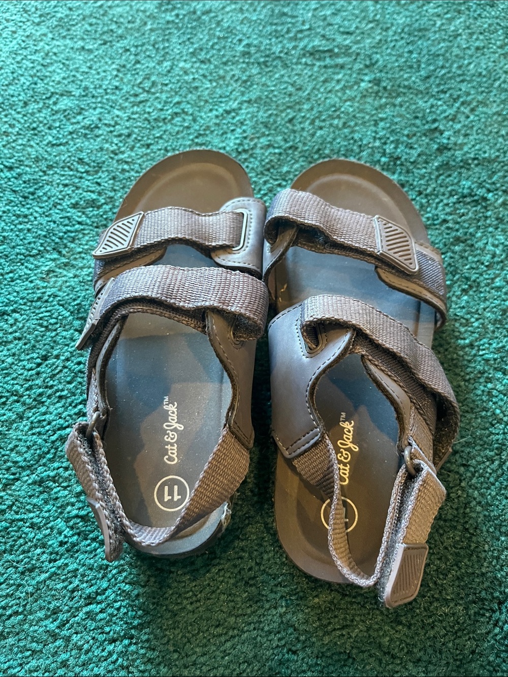 Cat & Jack Brown Kids Adjustable Hook-and-Loop Sandals